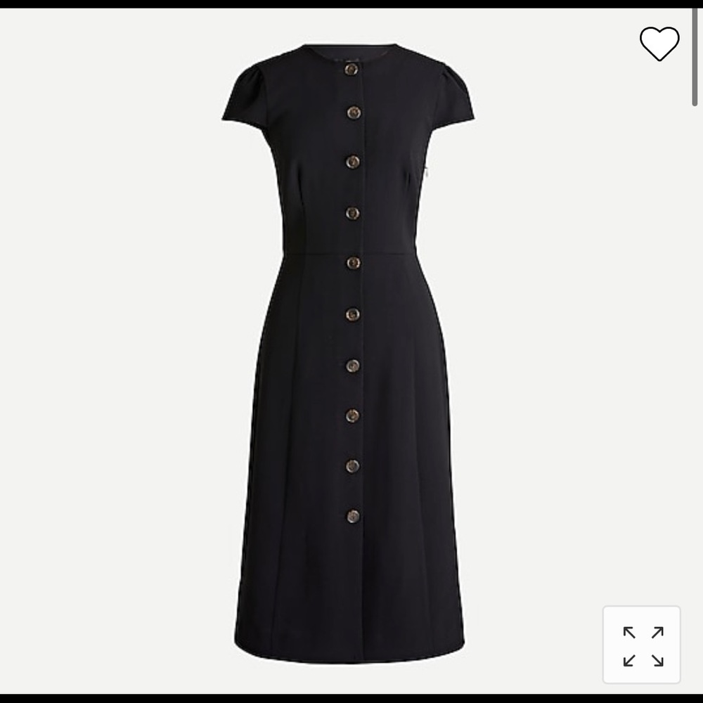 J. Crew Button-Front Cap Sleeve dress in black size 4